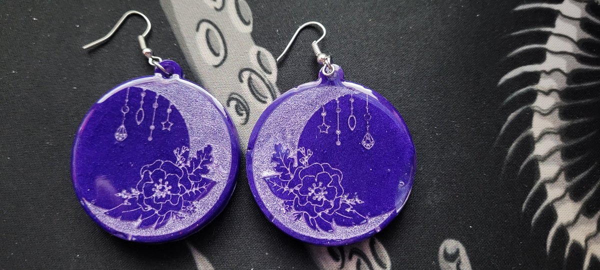 Rose and Moon Earrings