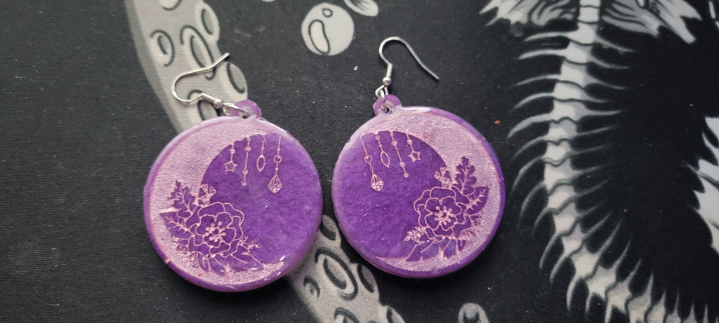 Rose and Moon Earrings