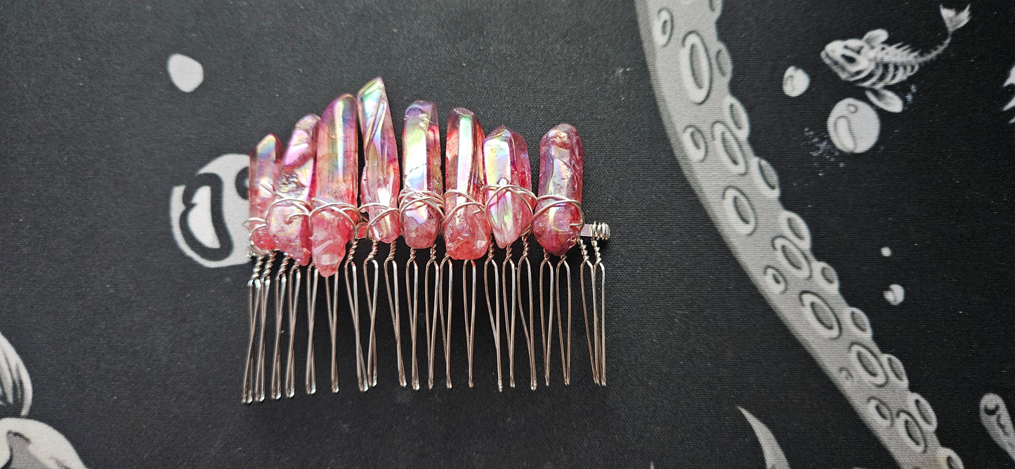 Pink Crystal Haircomb