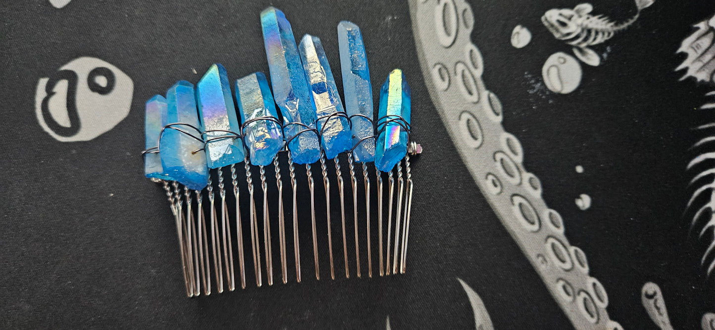 Blue Crystal Haircomb