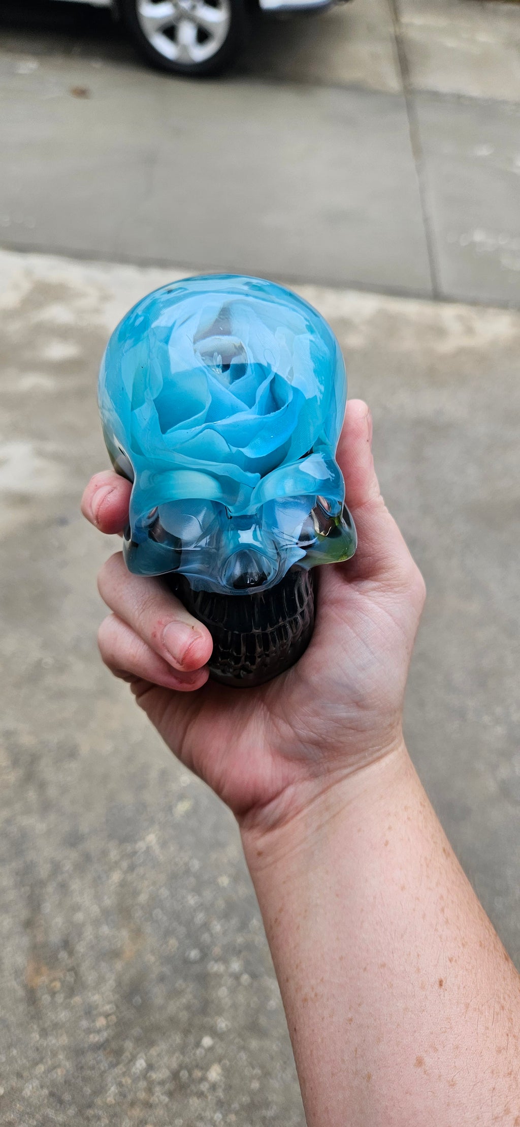 Sky Blue Rose Skull