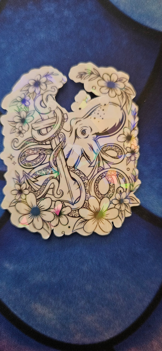 Octopus and Anchor Sticker