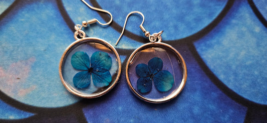 Single Blue Flower Earrings