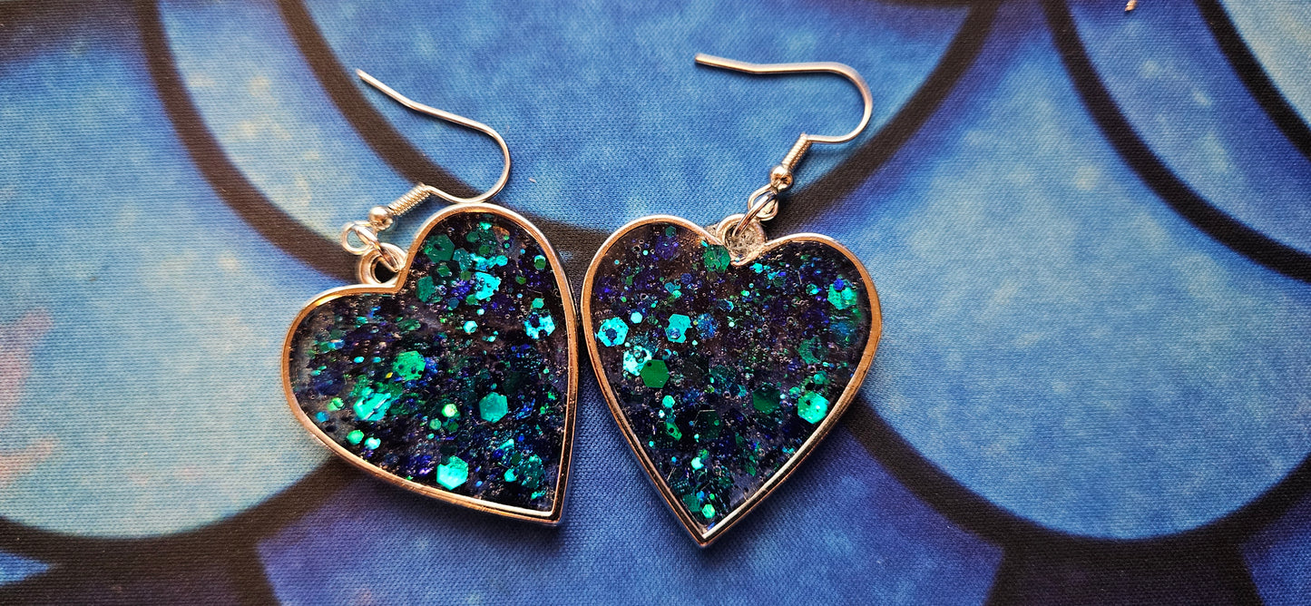 Blue Glitter Hearts