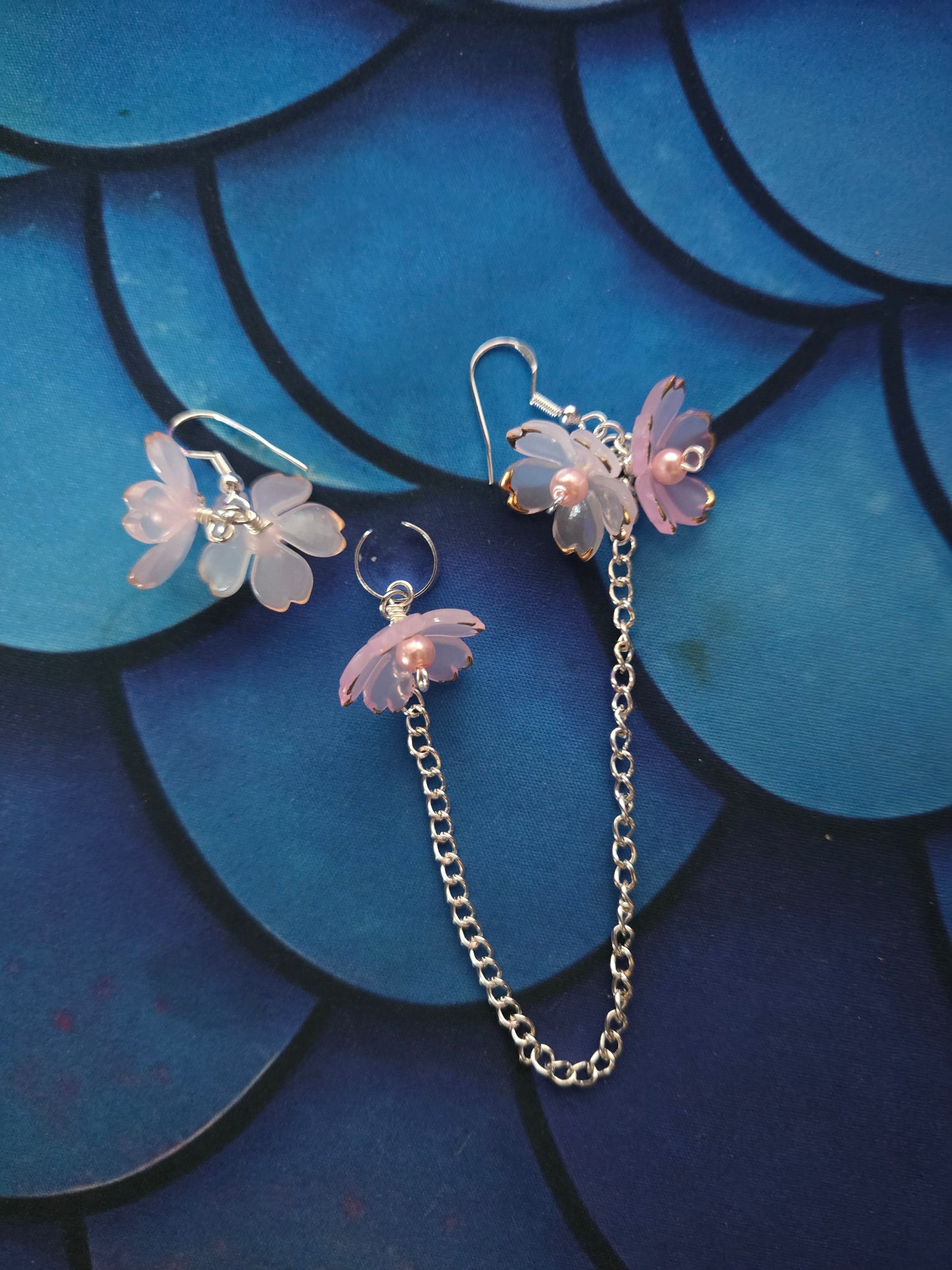 Pink Floral Ear Cuffs