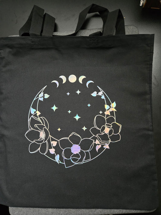 Moon and Flowers Tote Bag