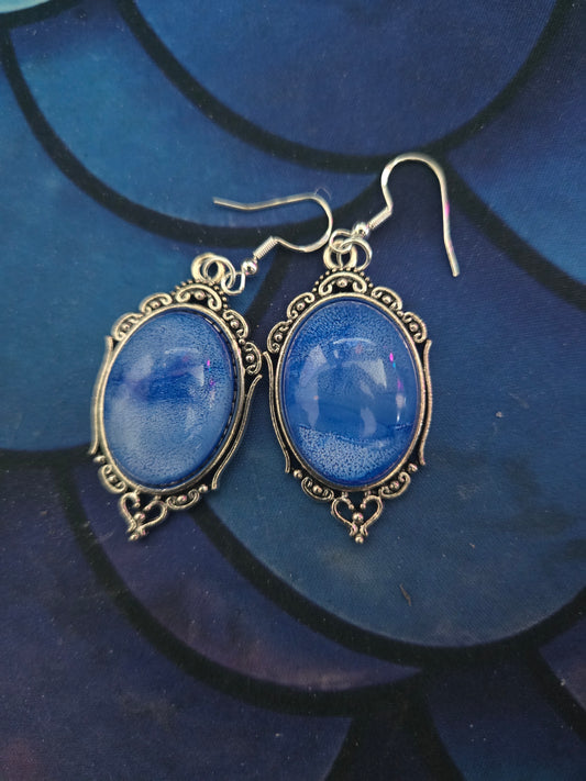 Oval Blue Earrings