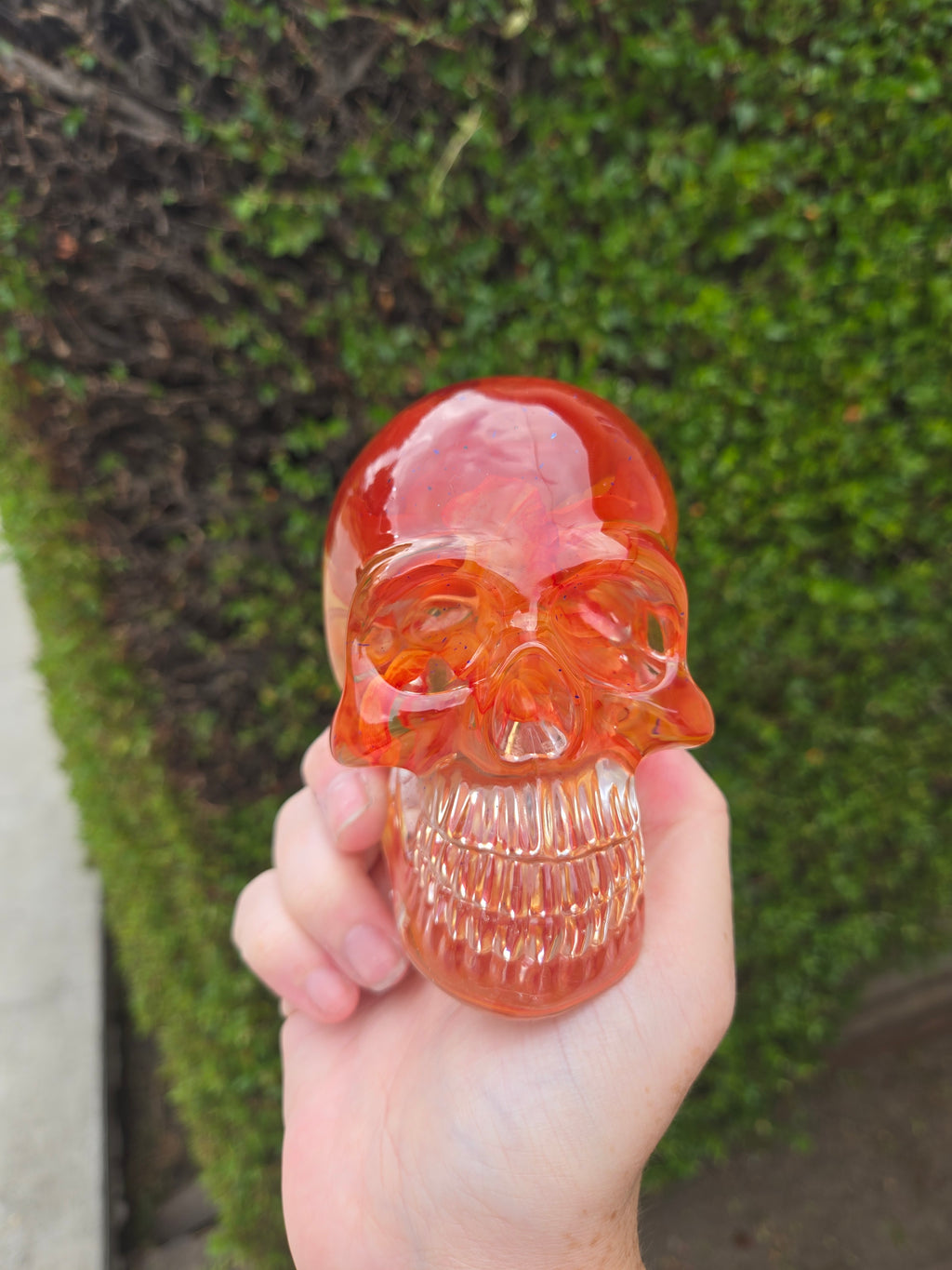 Bright Orange Rose Skull