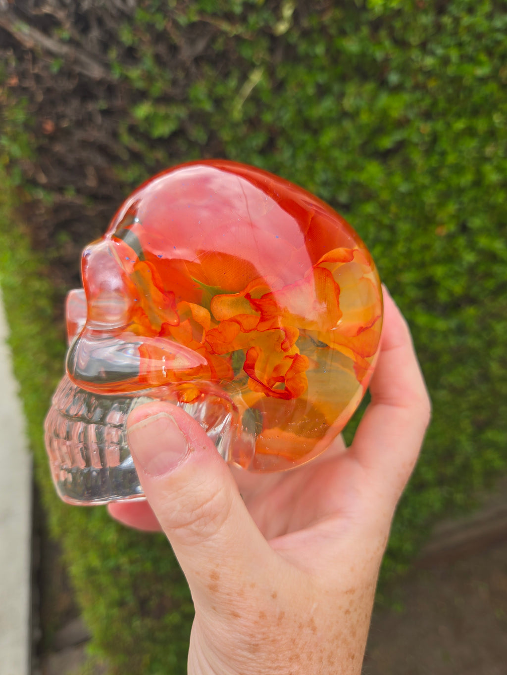 Bright Orange Rose Skull