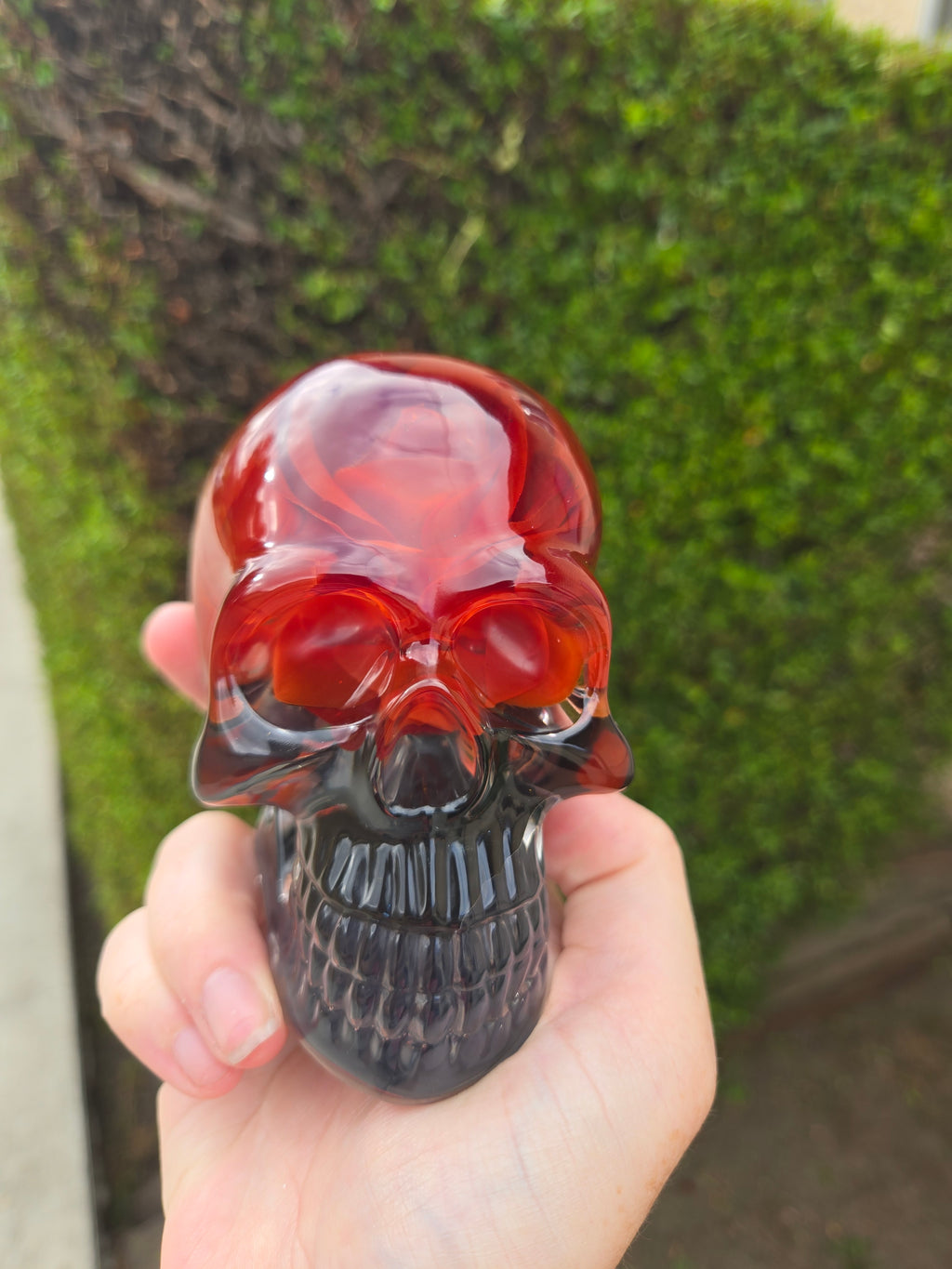 Red Orange Rose Skull