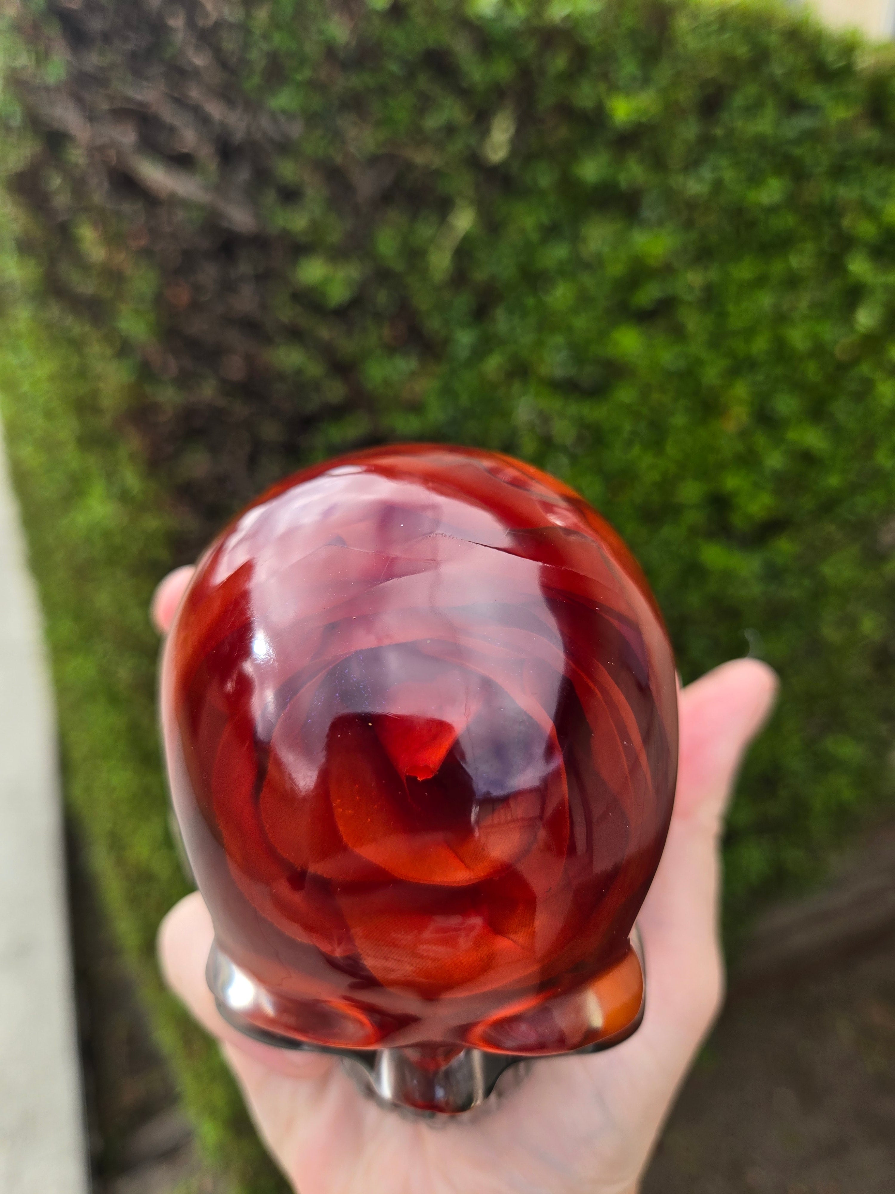 Red Orange Rose Skull