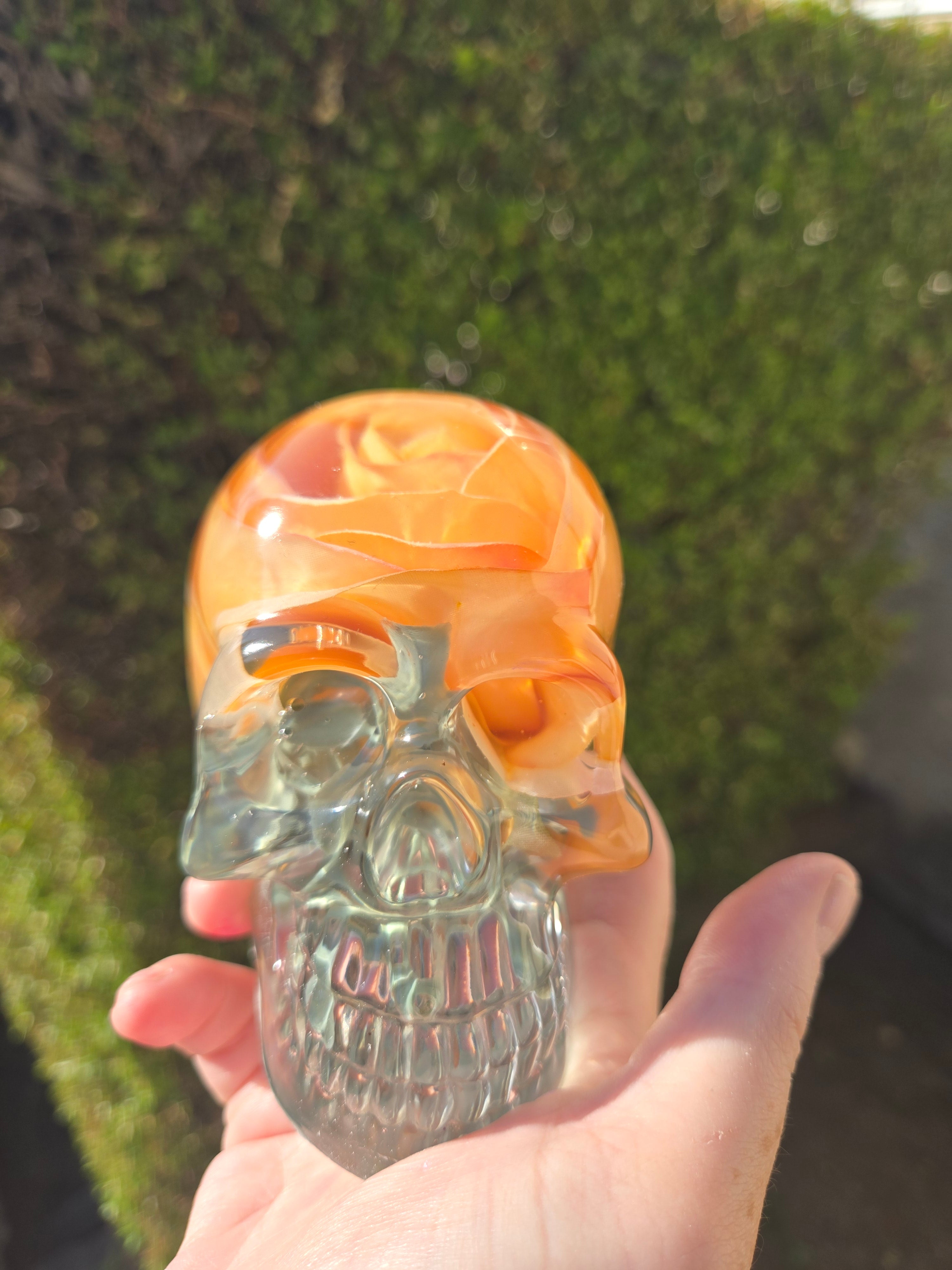 Yellow Orange Rose Skull