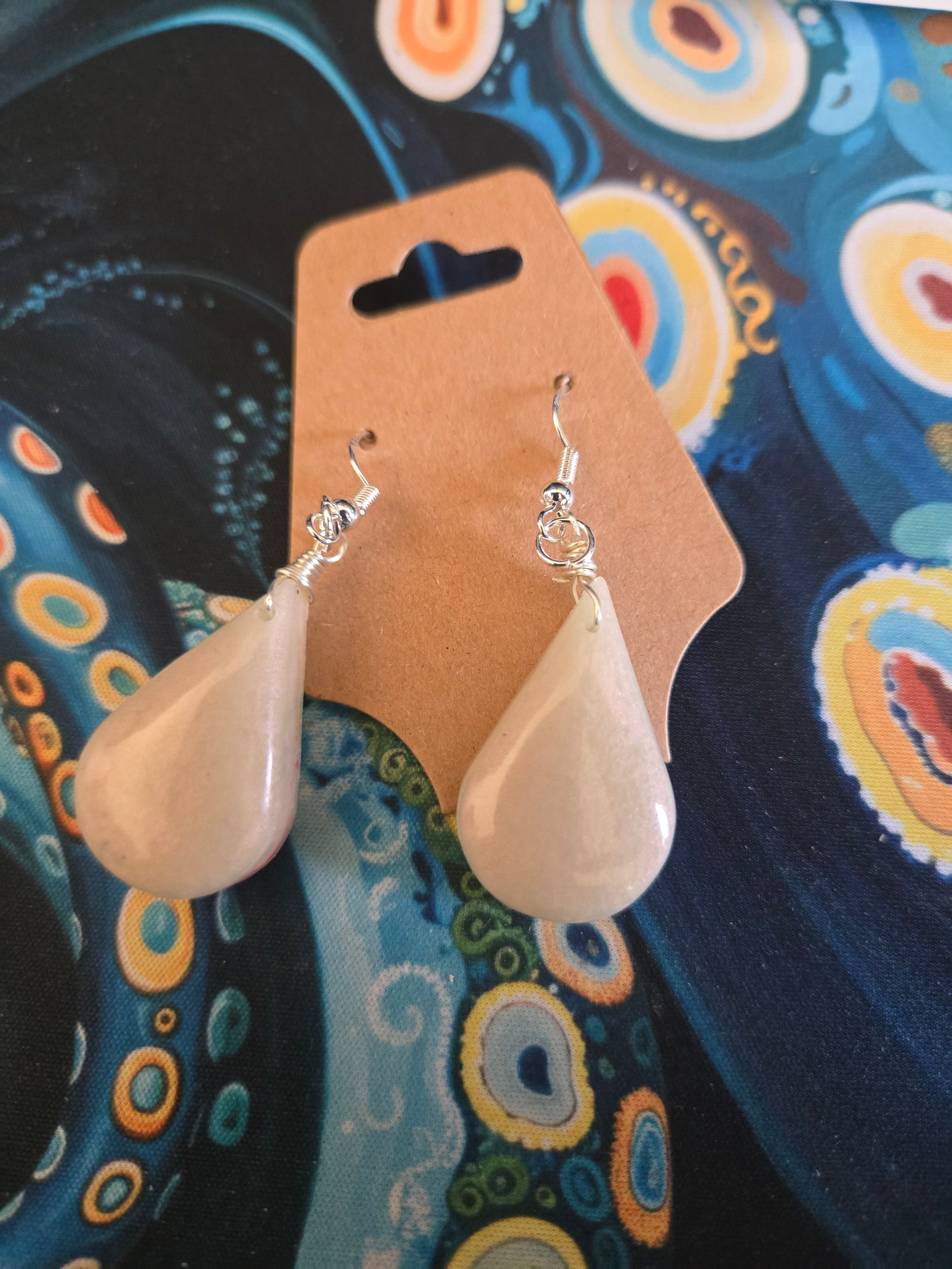 White Teardrop Earrings