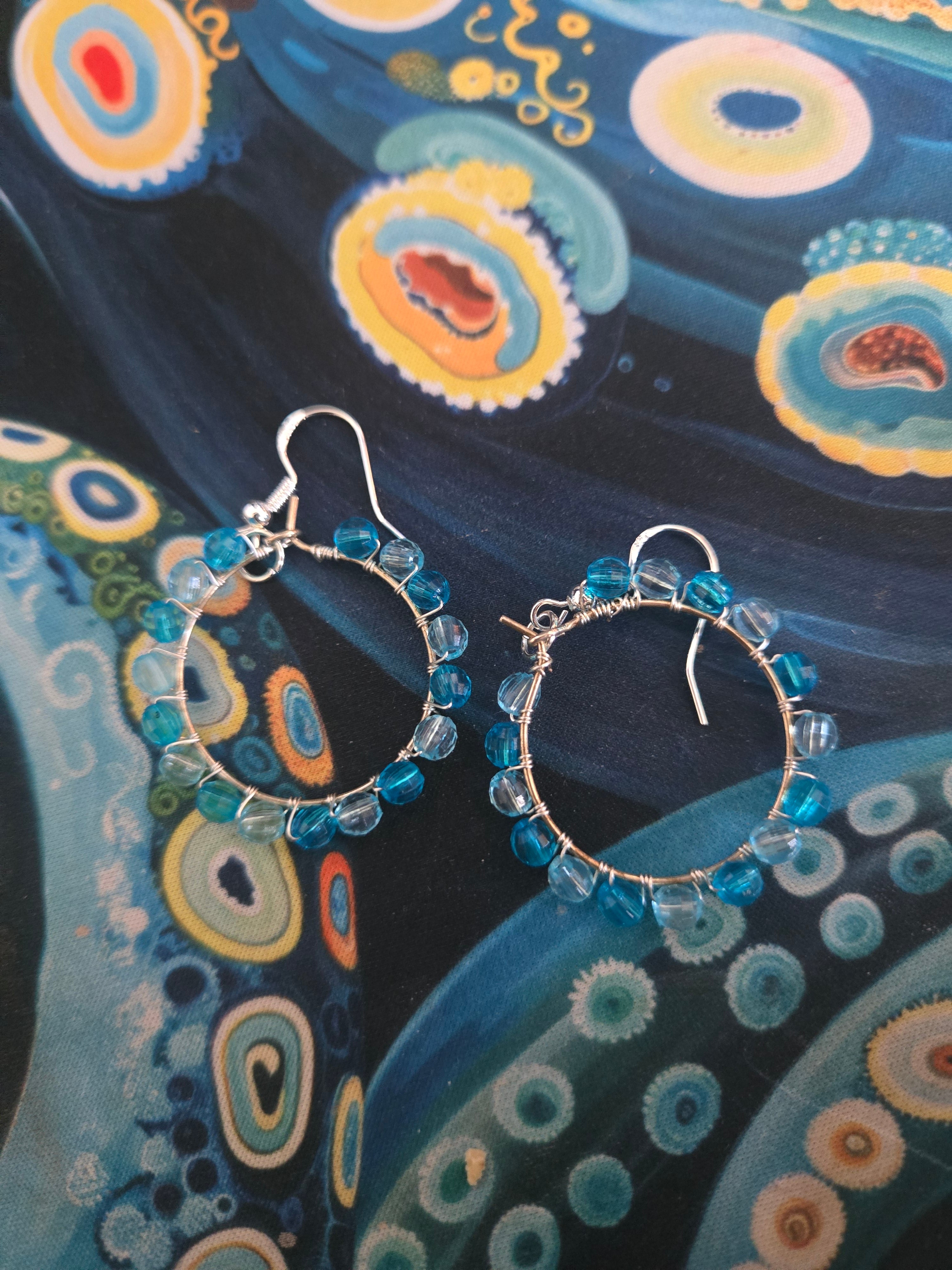 Blue Hoop Earrings