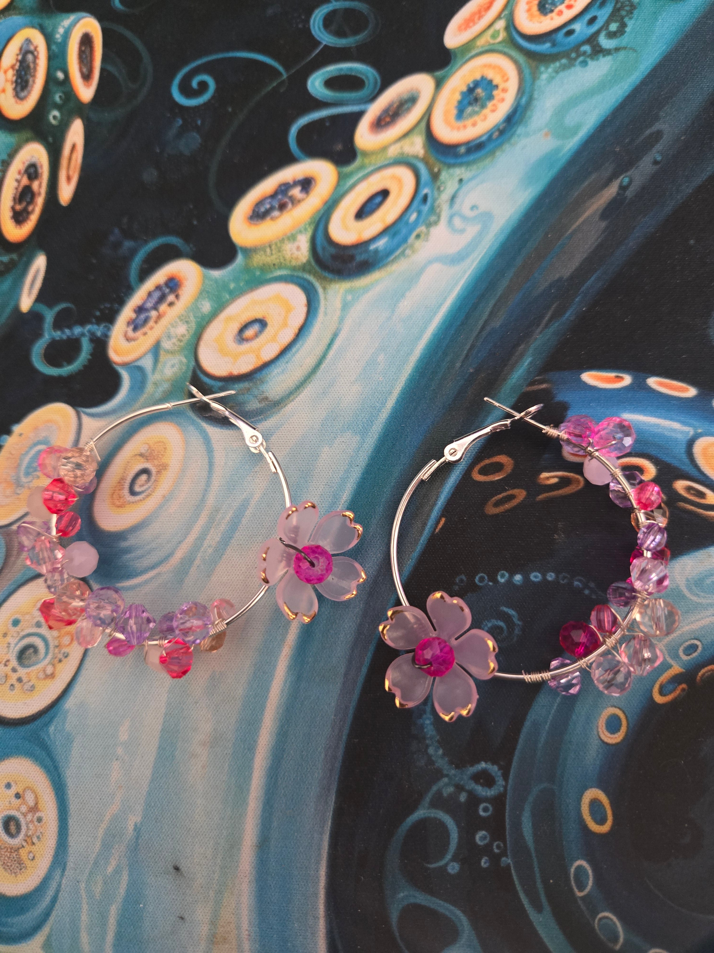 Cherry Blossom Hoop Earrings