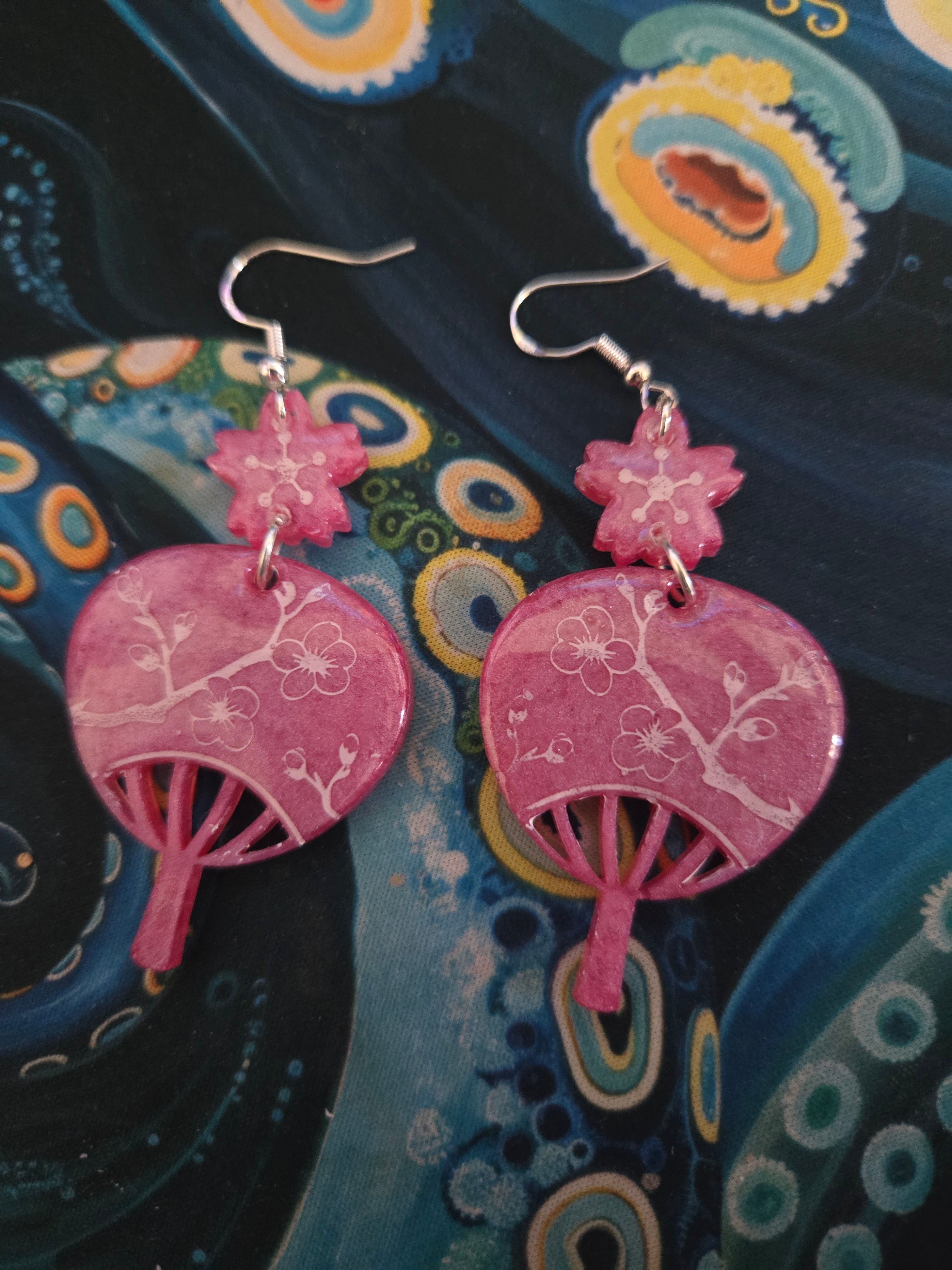 Cherry Blossom Fan Earrings