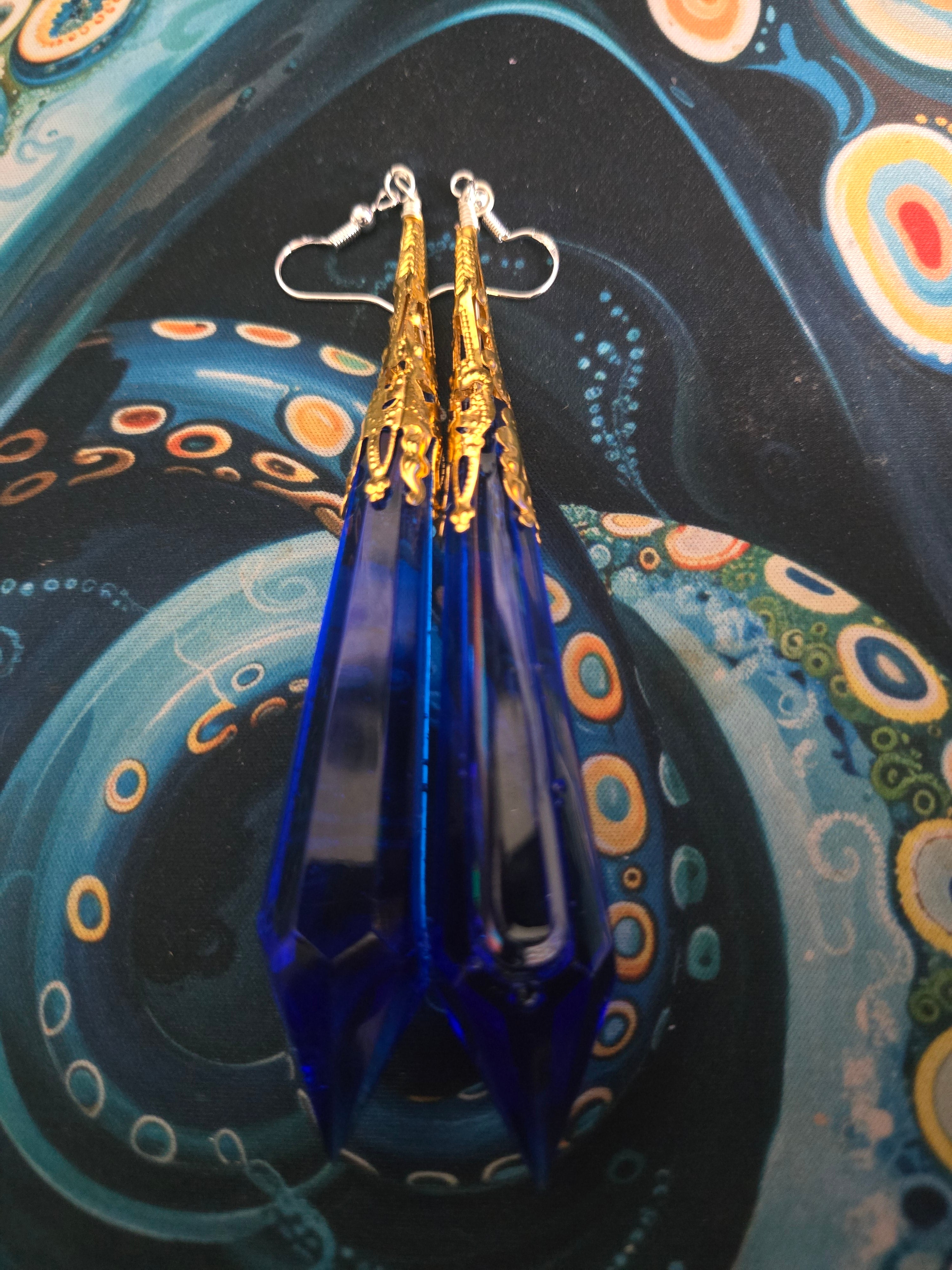 Dark Blue Teardrop Earrings