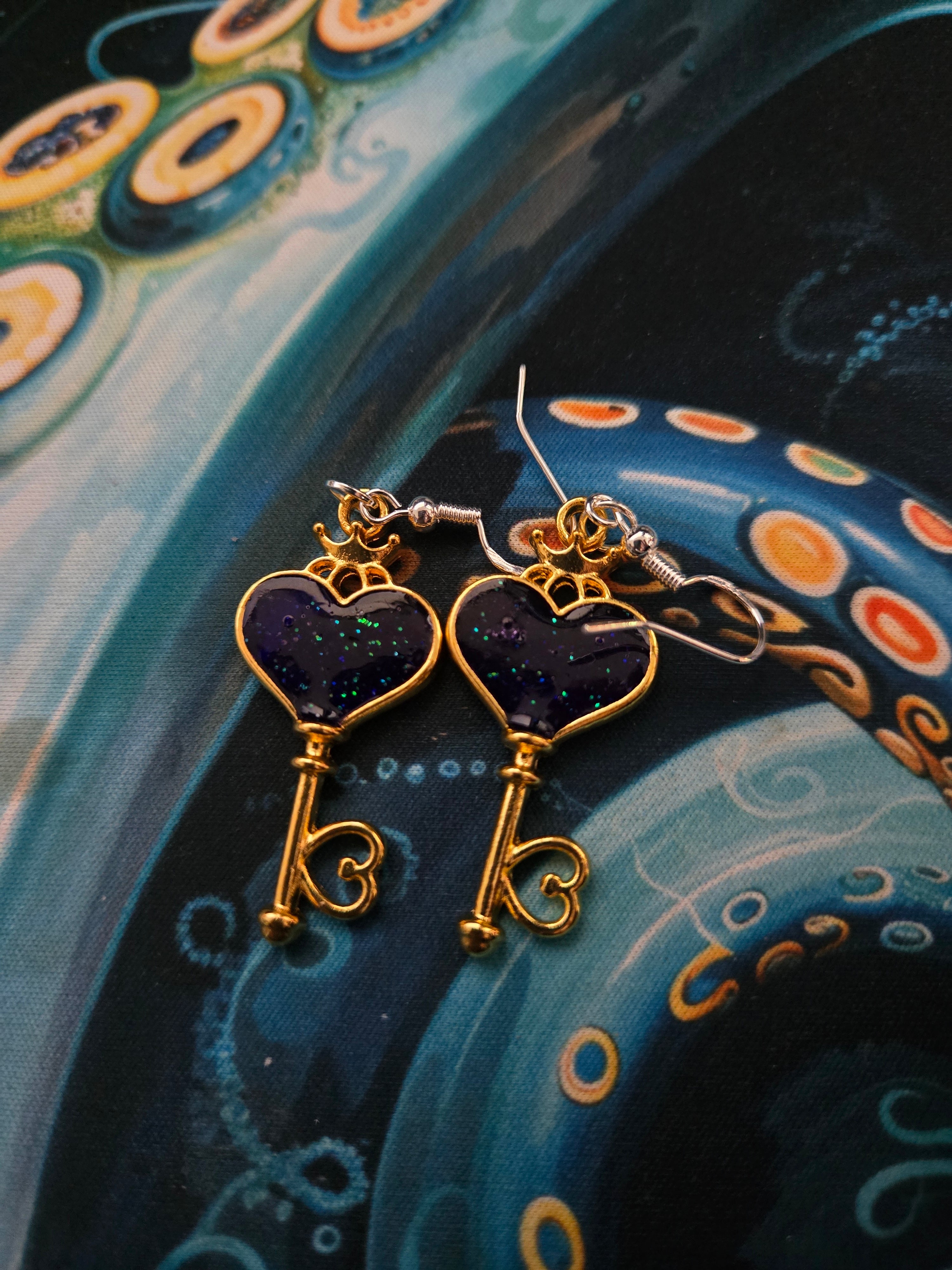 Heart Key Earrings