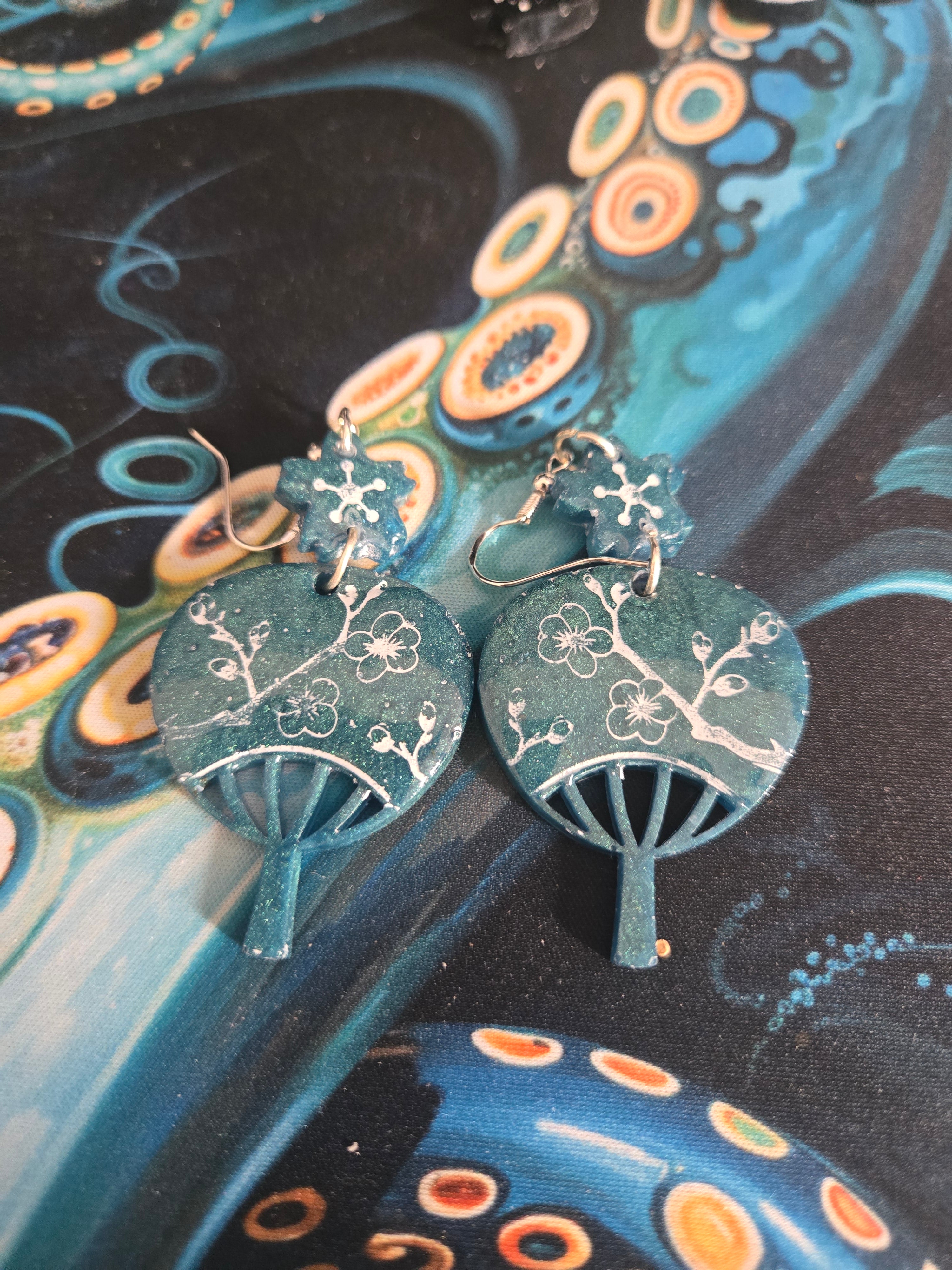 Cherry Blossom Fan Earrings