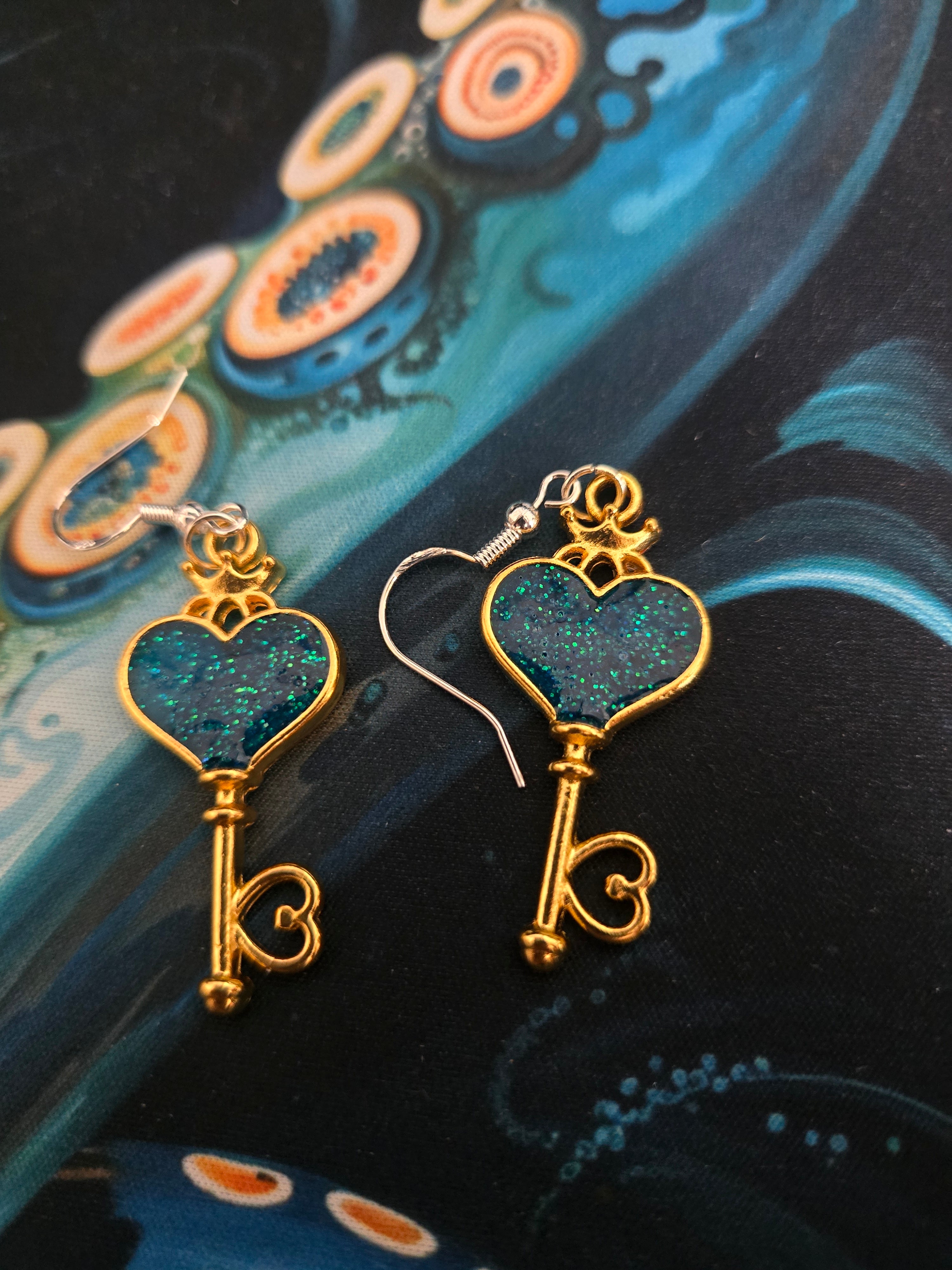 Heart Key Earrings