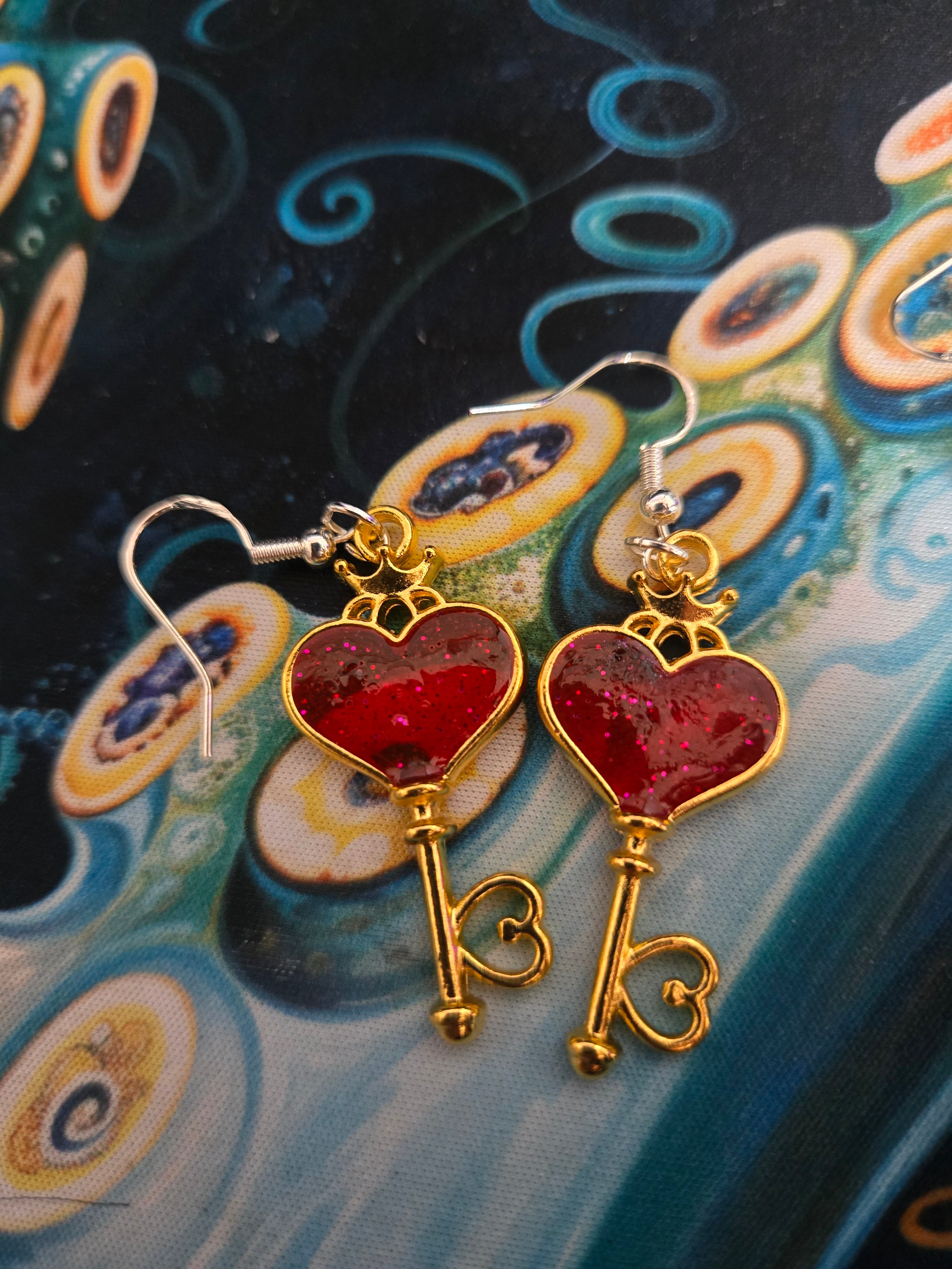 Heart Key Earrings