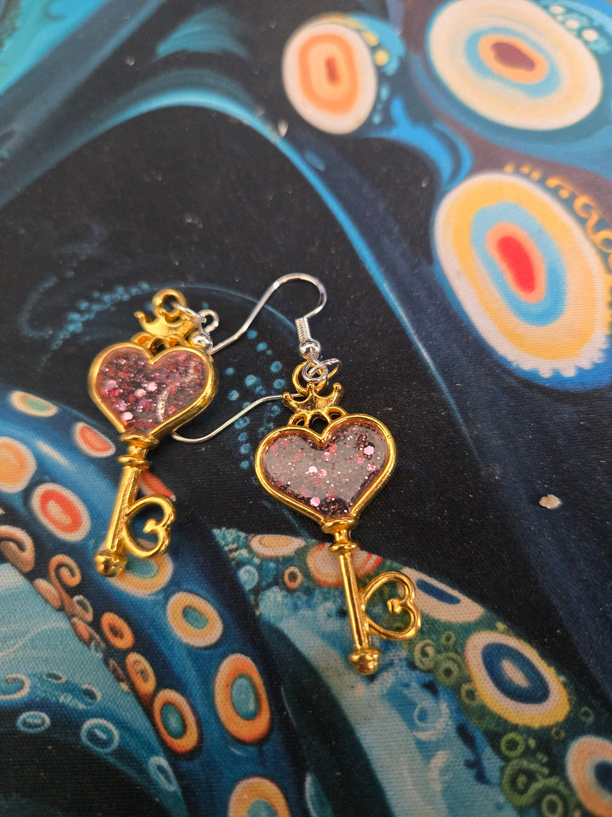Heart Key Earrings