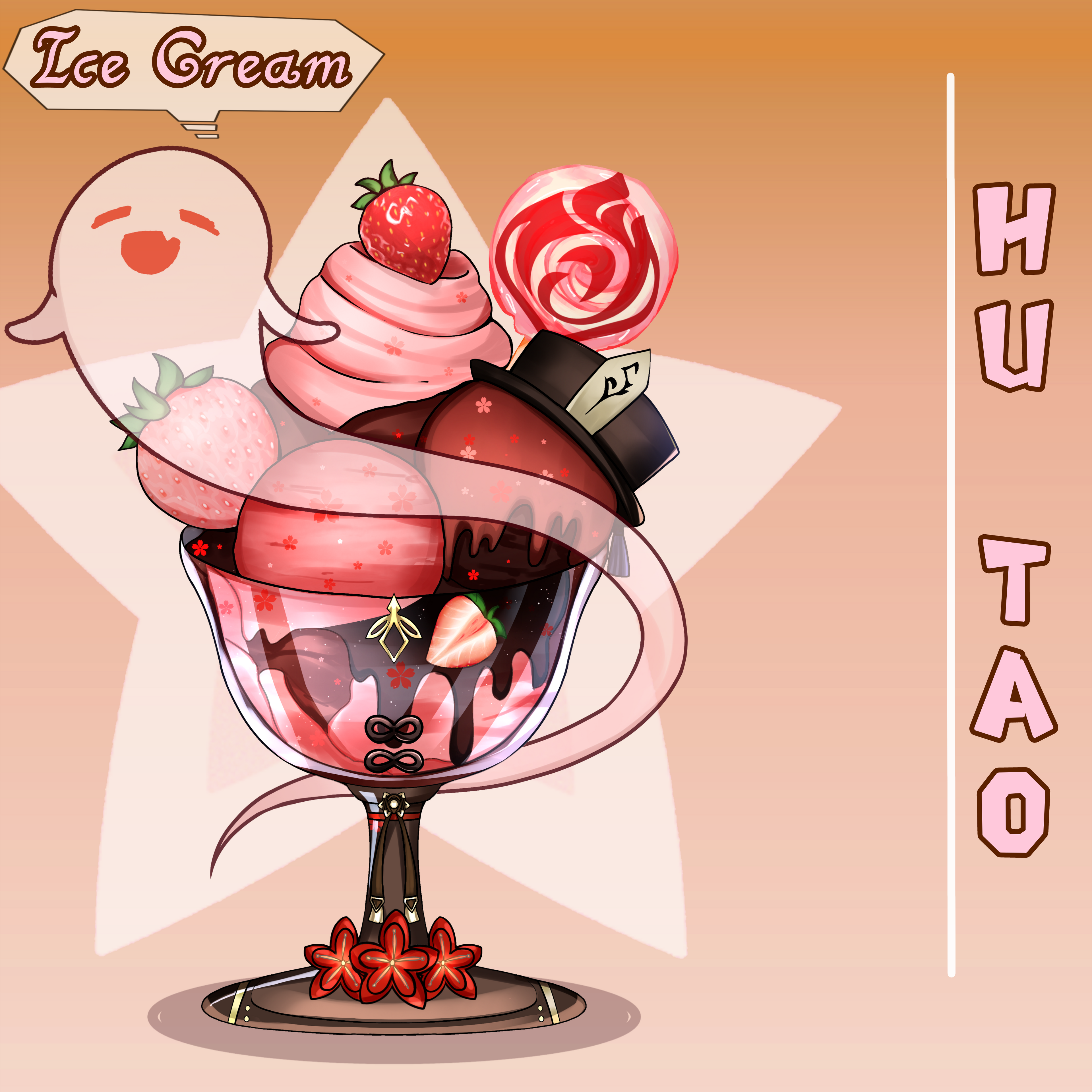 Hu Tao Ice Cream Sticker