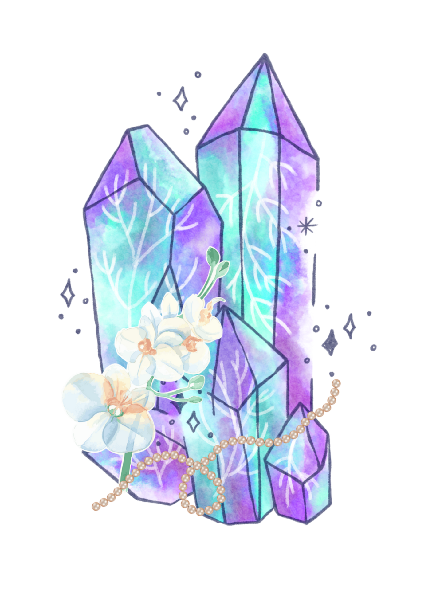 Cute Crystal and flower sticker