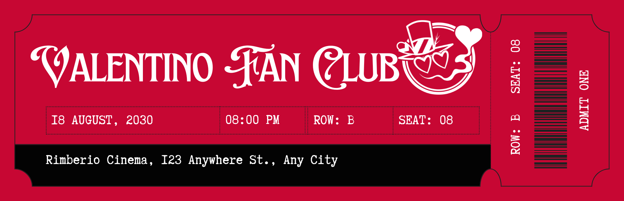 Valentino Fan Club Bookmark