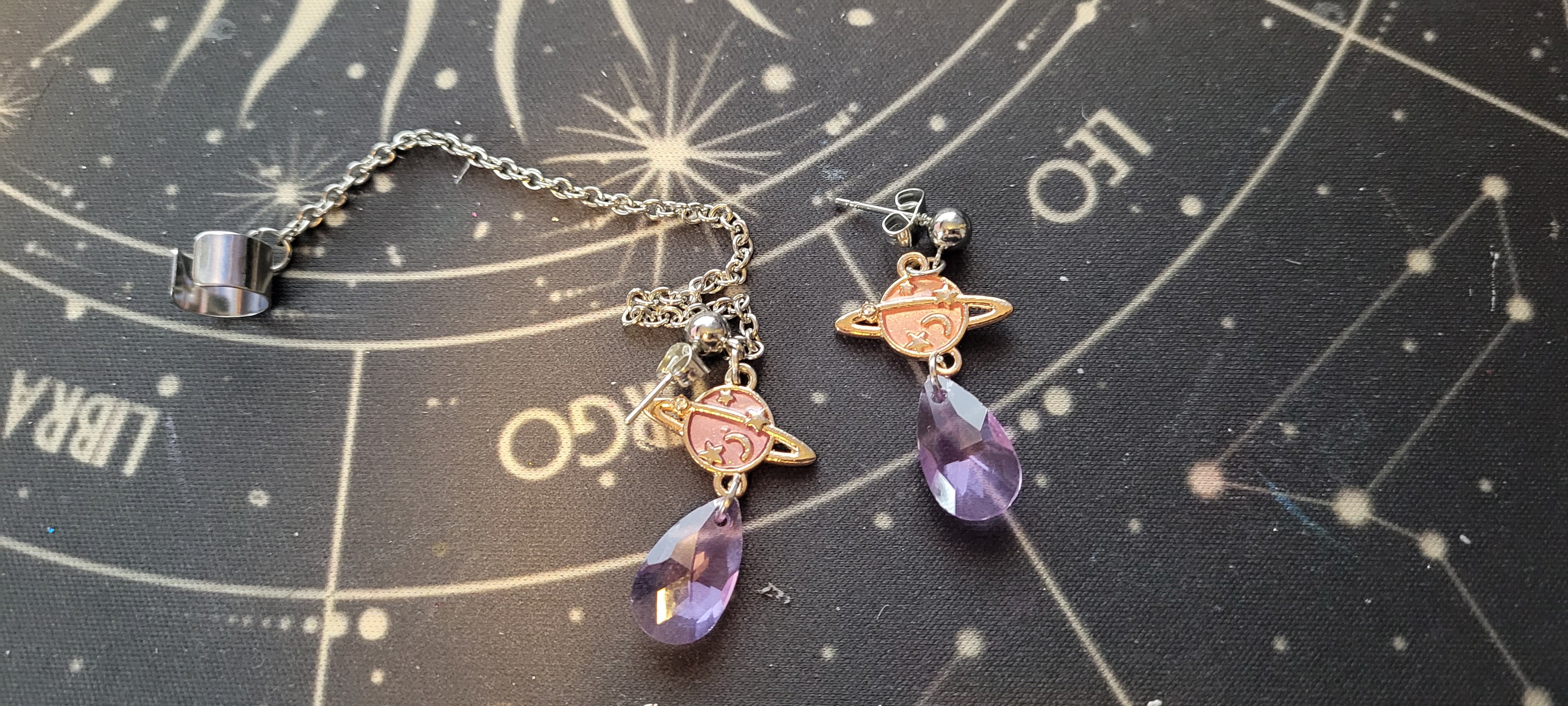 Pink and Planets Ear Cuff