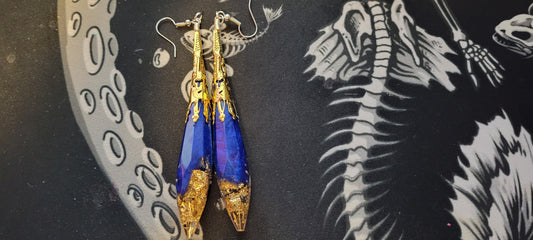 Blue and Gold Teardrop Earrings