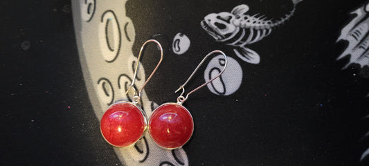 Small Round Red Earrings