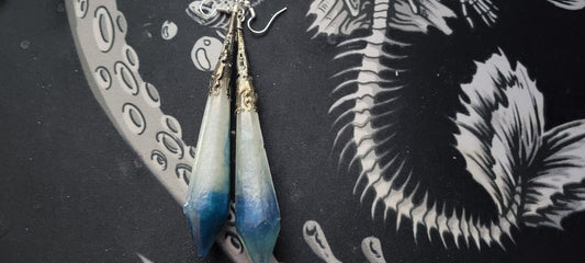 White and Dark Blue Teardrop Earrings